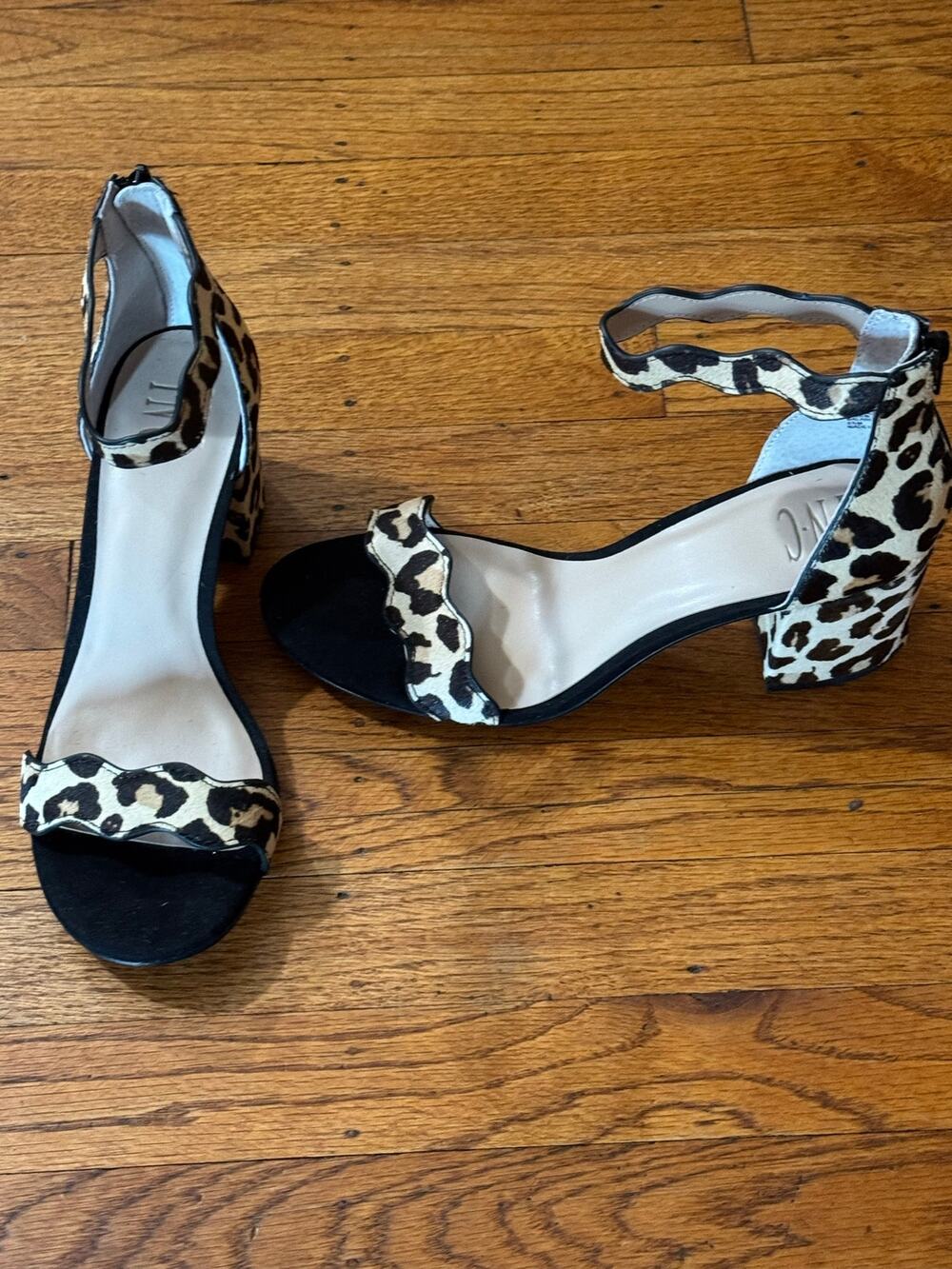 INC International Concepts Hadwin Leopard Scalloped Block Heels 8.5M